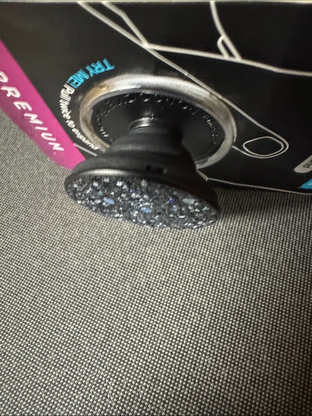 PopSockets Phone Grip & Stand - Black with Purple Glitter
